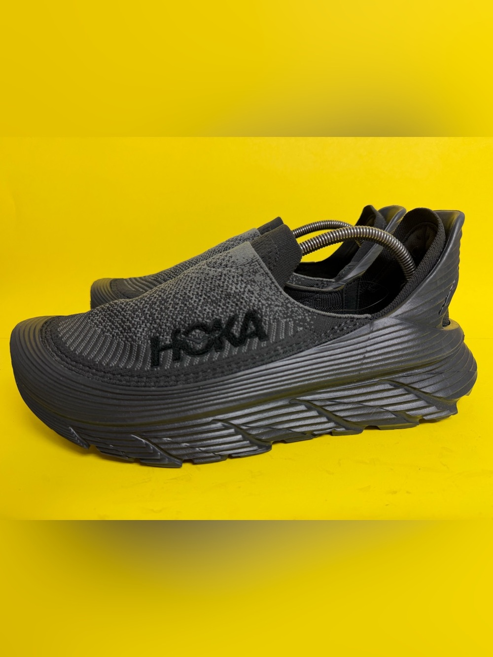 Hoka Restore TC Mens 11 Black Anthracite Recovery Slip On Sneakers 1134532-BBL